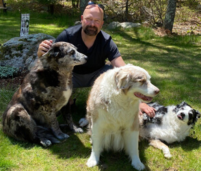 Jason, Maddie, Tucker, and Chewy Hawes